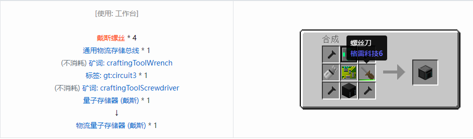 我的世界格雷科技6物品容器合成表大全