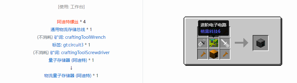 我的世界格雷科技6物品容器合成表大全