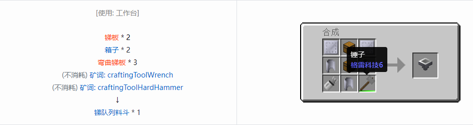 我的世界格雷科技6物品容器合成表大全