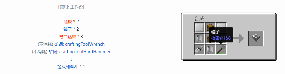 我的世界格雷科技6物品容器合成表大全