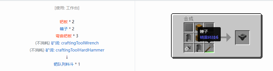 我的世界格雷科技6物品容器合成表大全