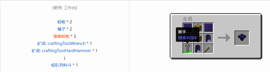 我的世界格雷科技6队列料斗合成表大全