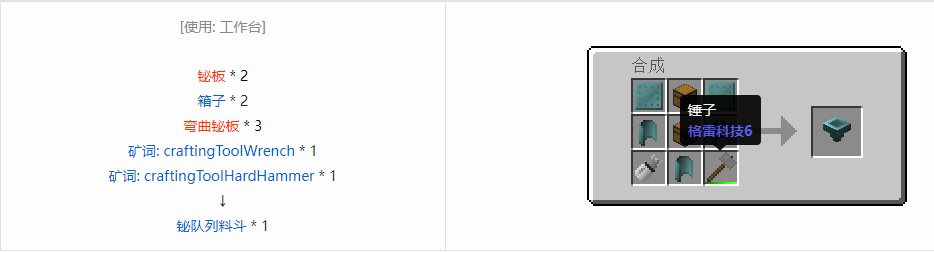 我的世界格雷科技6物品容器合成表大全
