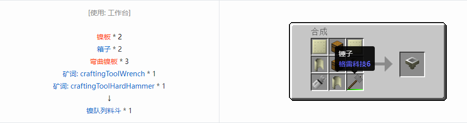 我的世界格雷科技6物品容器合成表大全