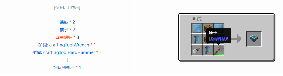 我的世界格雷科技6物品容器合成表大全