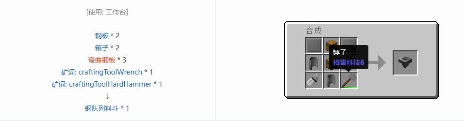 我的世界格雷科技6物品容器合成表大全