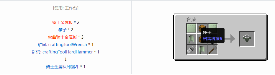 我的世界格雷科技6队列料斗合成表大全