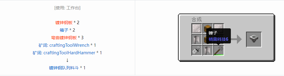 我的世界格雷科技6物品容器合成表大全