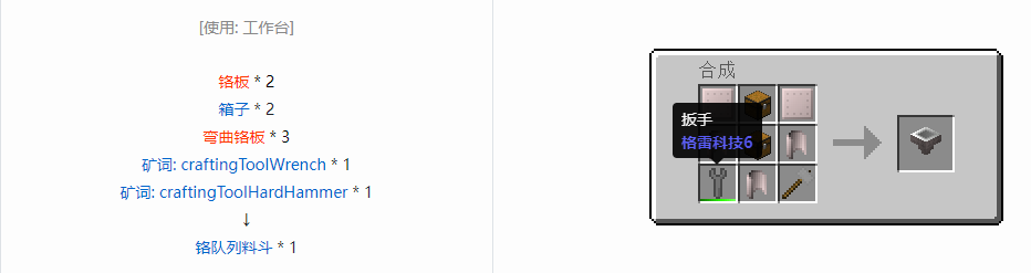 我的世界格雷科技6物品容器合成表大全