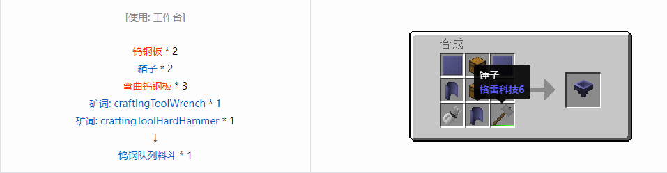 我的世界格雷科技6物品容器合成表大全