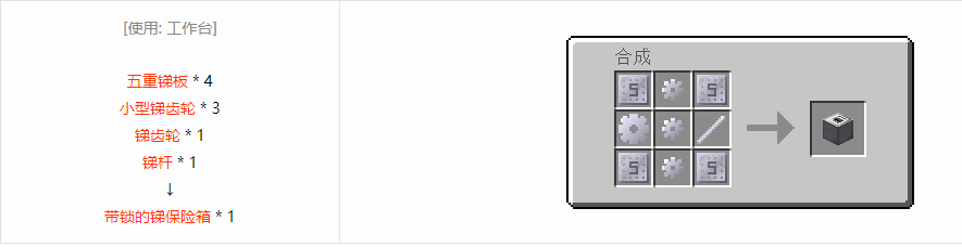 我的世界格雷科技6带锁的保险箱合成表大全