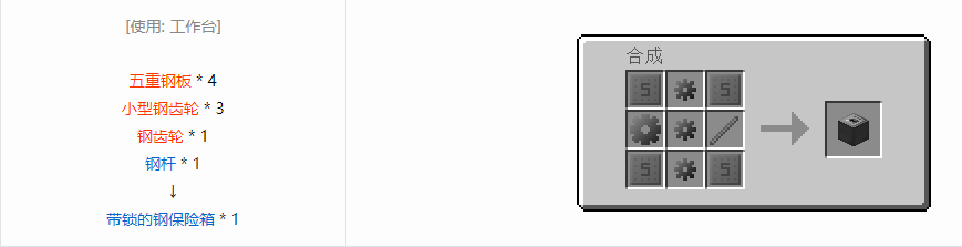 我的世界格雷科技6带锁的保险箱合成表大全