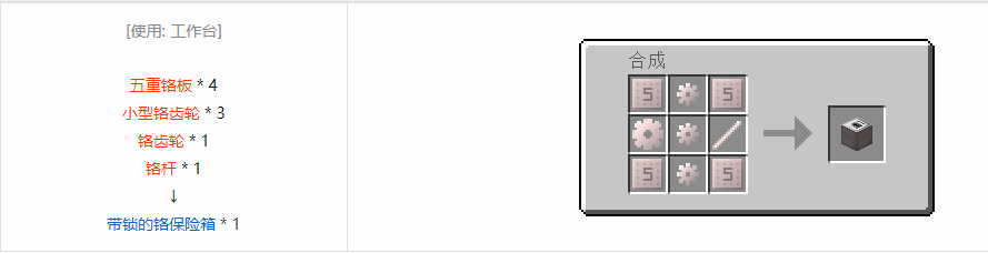 我的世界格雷科技6带锁的保险箱合成表大全