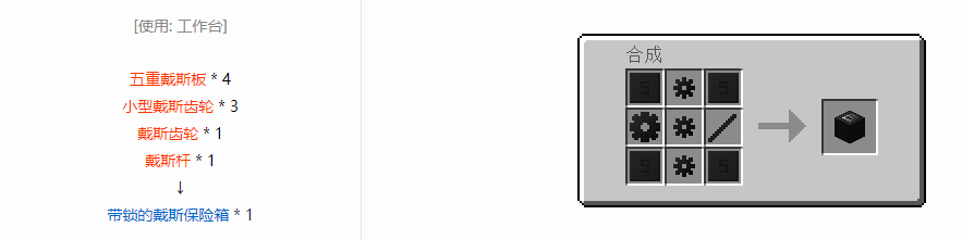 我的世界格雷科技6带锁的保险箱合成表大全