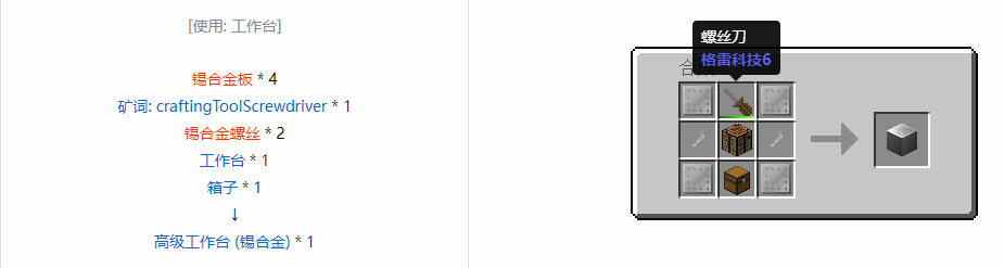 我的世界格雷科技6物品容器合成表大全