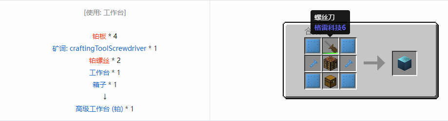 我的世界格雷科技6物品容器合成表大全