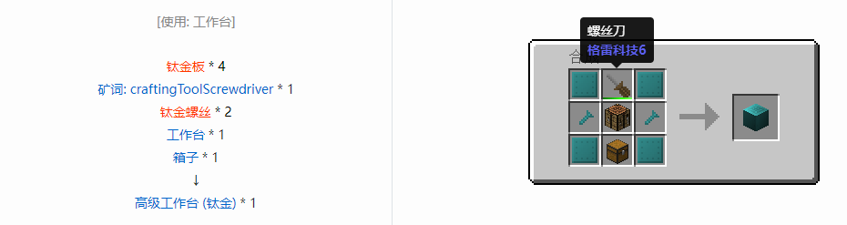 我的世界格雷科技6物品容器合成表大全