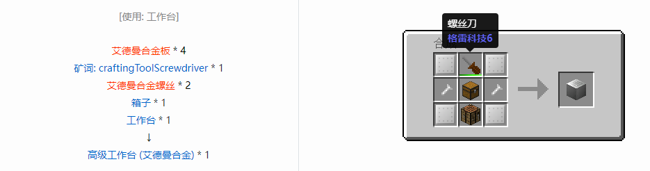 我的世界格雷科技6物品容器合成表大全
