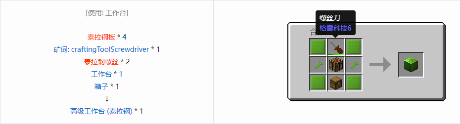 我的世界格雷科技6物品容器合成表大全