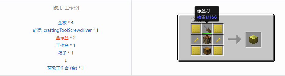 我的世界格雷科技6物品容器合成表大全