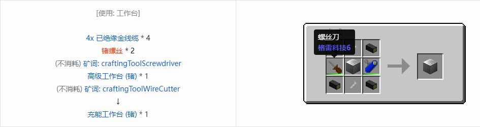 我的世界格雷科技6充能工作台合成表大全