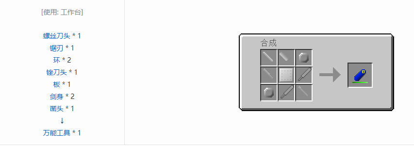 我的世界格雷科技6工具合成表大全