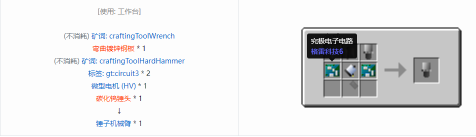我的世界格雷科技6工具合成表大全