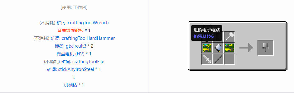 我的世界格雷科技6工具合成表大全