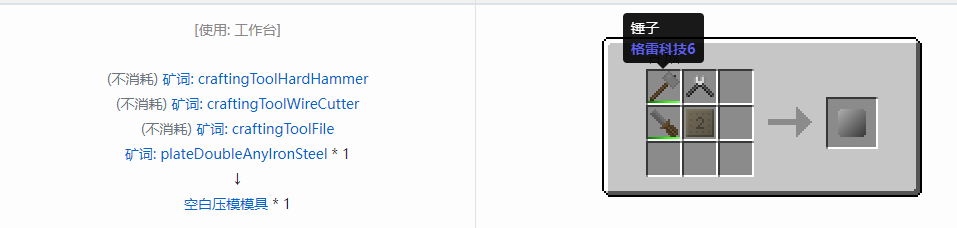 我的世界格雷科技6工具合成表大全
