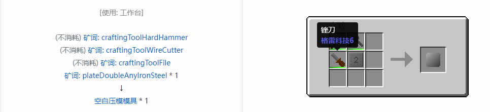 我的世界格雷科技6工具合成表大全