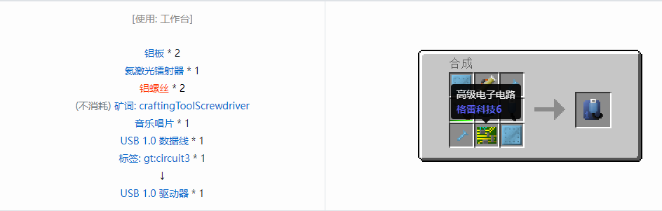 我的世界格雷科技6工具合成表大全