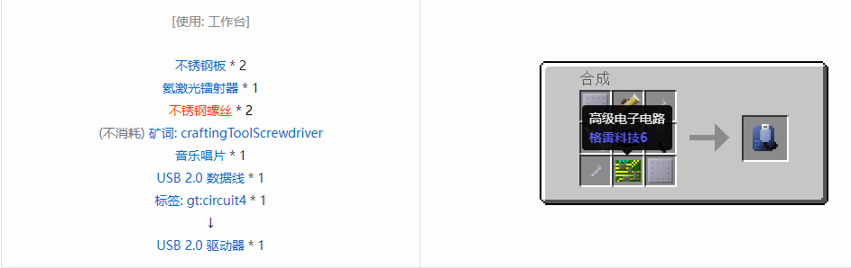 我的世界格雷科技6工具合成表大全