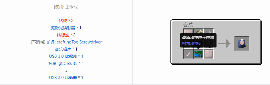 我的世界格雷科技6工具合成表大全