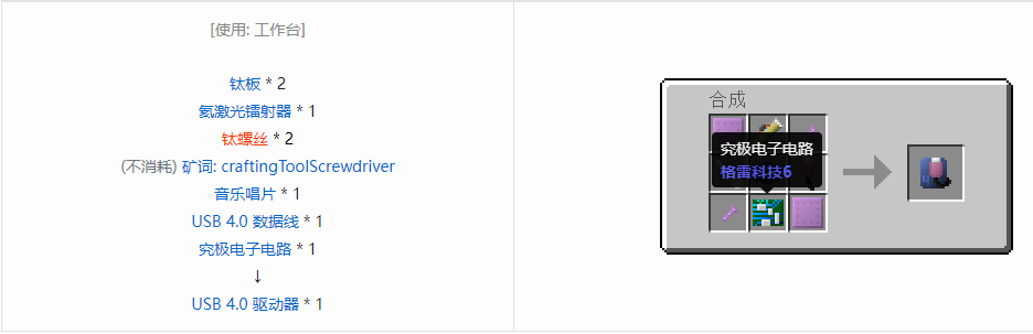 我的世界格雷科技6工具合成表大全
