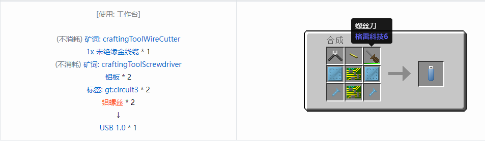 我的世界格雷科技6工具合成表大全