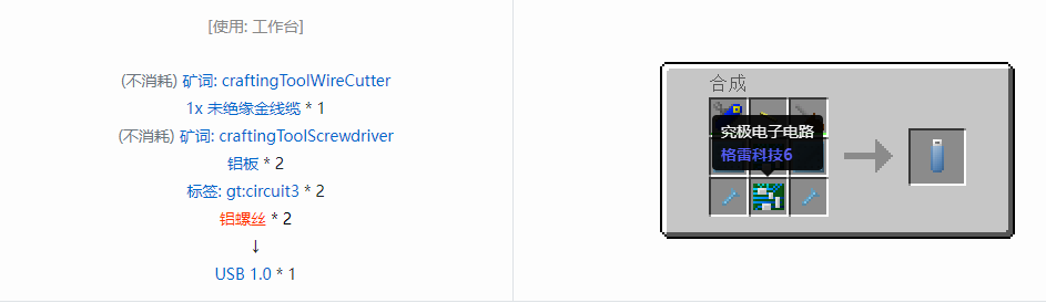 我的世界格雷科技6工具合成表大全