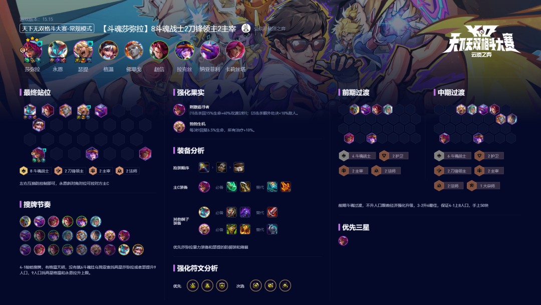 云顶之弈S15斗魂莎弥拉阵容攻略