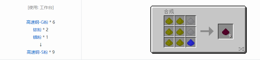 我的世界格雷科技5粉合成表大全