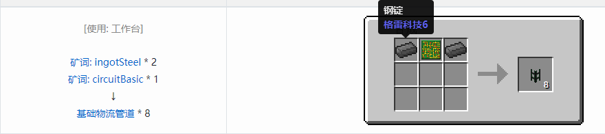 我的世界通用机械管道合成表大全