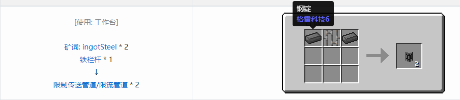 我的世界通用机械管道合成表大全