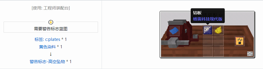 我的世界沉浸工程警告标志合成表大全