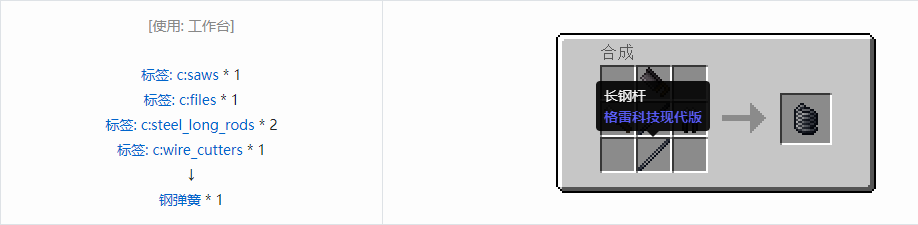 我的世界格雷科技现代版弹簧合成表大全