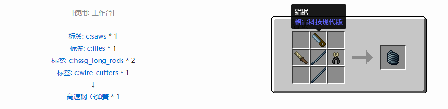 我的世界格雷科技现代版弹簧合成表大全
