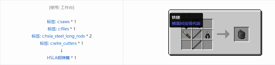 我的世界格雷科技现代版弹簧合成表大全