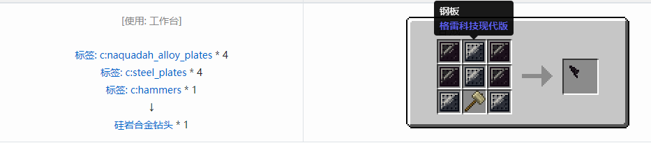 我的世界格雷科技现代版钻头合成表大全