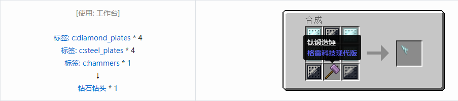我的世界格雷科技现代版钻头合成表大全