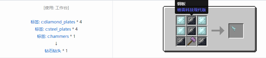 我的世界格雷科技现代版钻头合成表大全