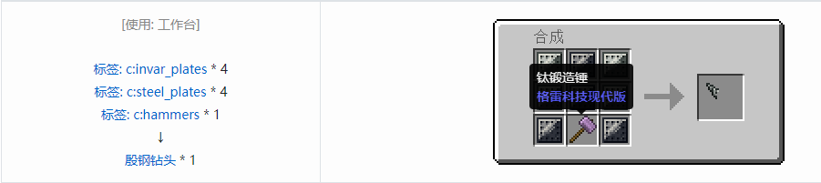 我的世界格雷科技现代版钻头合成表大全