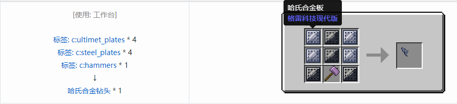我的世界格雷科技现代版钻头合成表大全