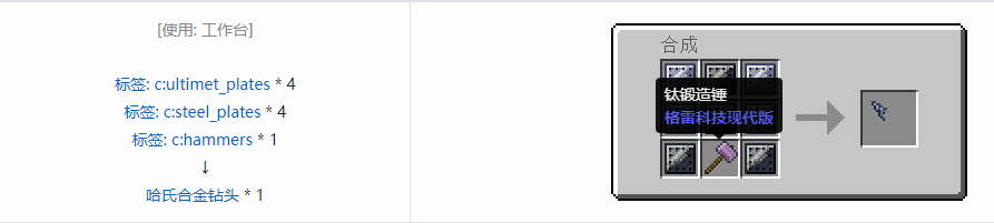 我的世界格雷科技现代版钻头合成表大全